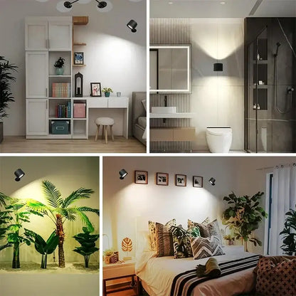 Modern matte black double head wall lamp with adjustable cylindrical led spotlights for bedroom decorbites double head wall