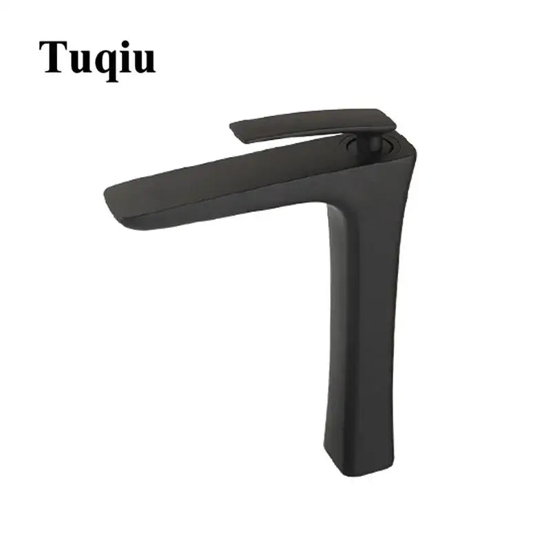 Modern matte black and gold decorbites basin faucet with sleek tuqiu design for bathroom mixer tap use