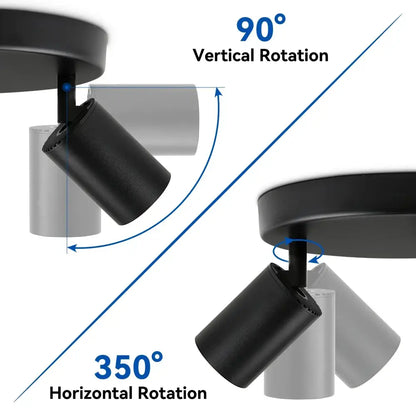 Modern matte black gu10 led ceiling light with 90-degree vertical and 350-degree horizontal rotation for dining rooms decorbites gu10 led ceiling