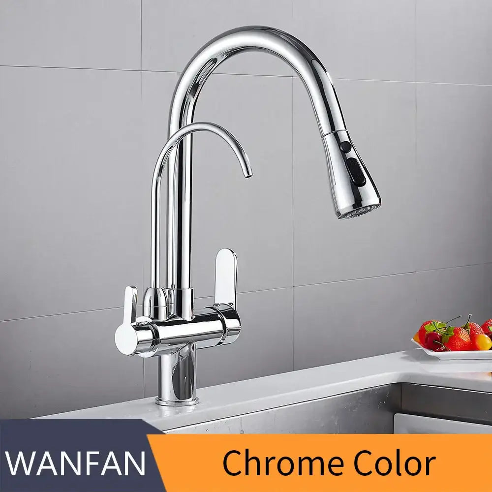 Modern matte black kitchen faucet mixer with chrome finish sleek arched spout pull-down spray head decorbites kitchen faucet