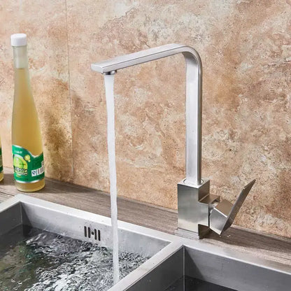 Modern matte black kitchen faucet with brushed nickel finish featuring a sleek high-arc spout decorbites brushed nickel