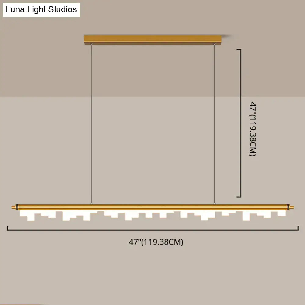 Modern gold-finished pendant light with acrylic shade and integrated led lighting chain cord length warm white third
