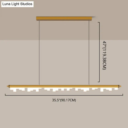 Modern matte black led island light with gold-finished acrylic shade warm white leds and adjustable chain cord length