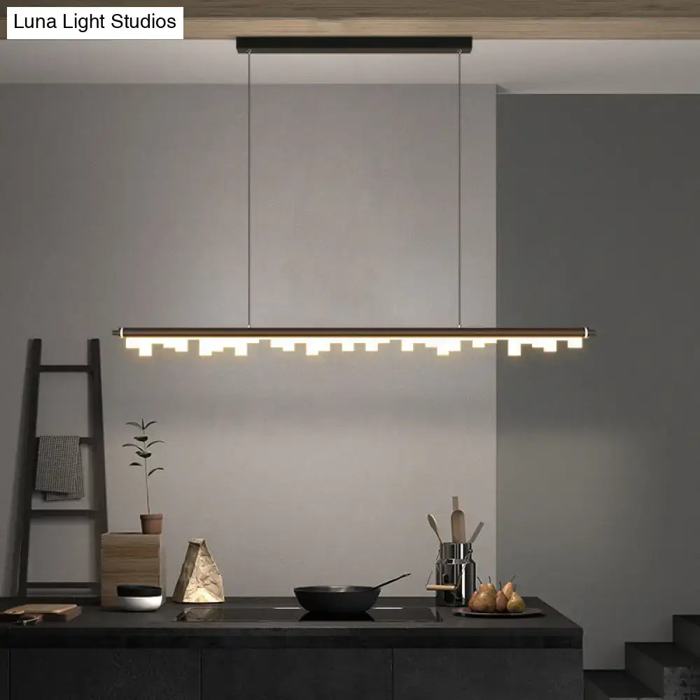Modern matte black led island light with acrylic shade warm white bulbs and adjustable chain cord length for kitchen use