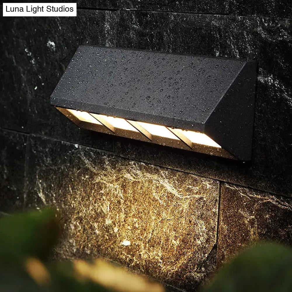 Modern matte black led outdoor wall sconce textured step light with warm illumination 110v-120v bulb included