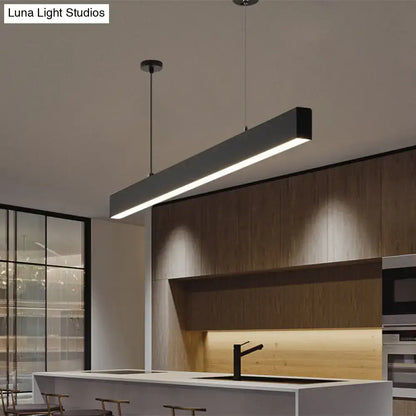 Modern matte black led pendant hanging light with sleek rectangular design for dining room illumination