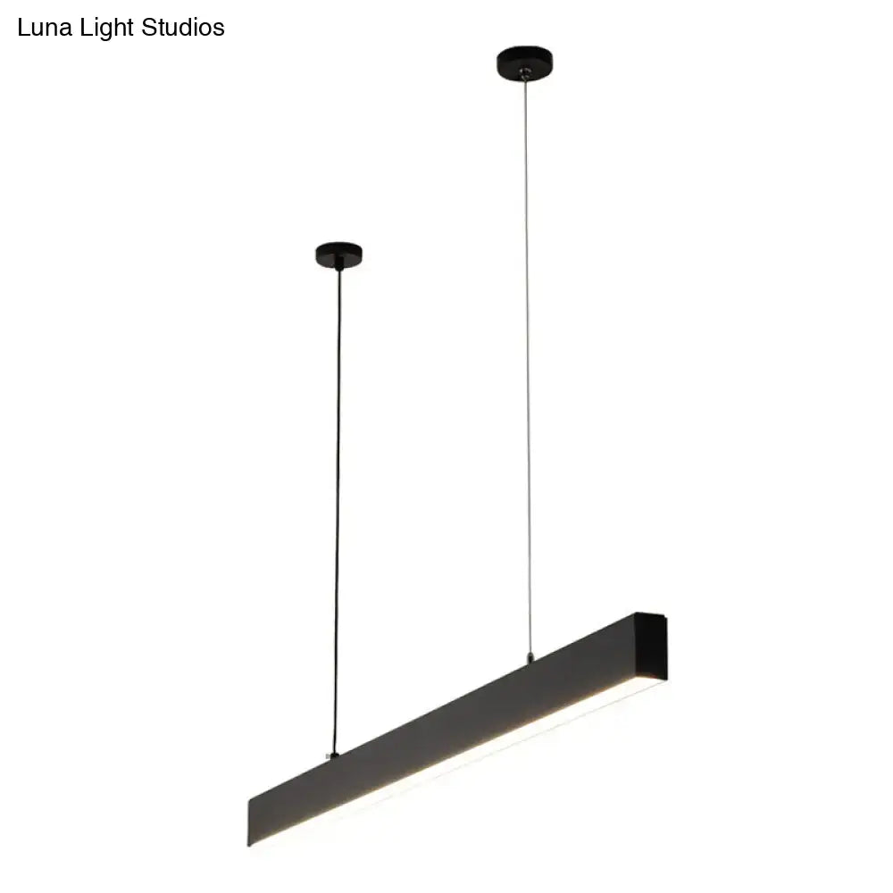 Modern matte black rectangular led pendant hanging light with sleek minimalist design for dining room lighting