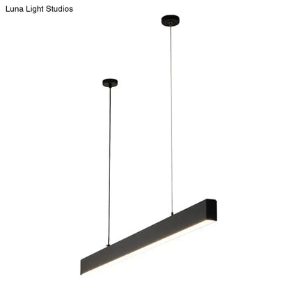 Modern matte black rectangular led pendant hanging light with sleek minimalist design for dining room lighting
