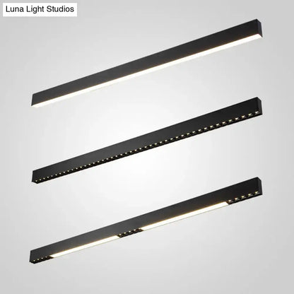 Modern matte black led pendant hanging light with sleek rectangular strip design and warm white illumination for dining room