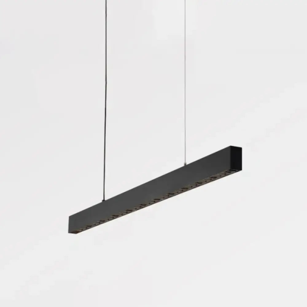 Modern matte black led rectangular pendant hanging light with sleek texture for dining room illumination