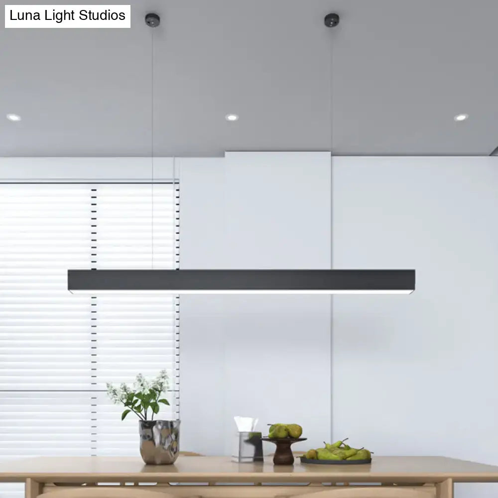 Modern matte black led rectangular pendant hanging light with sleek minimalist design for dining room lighting
