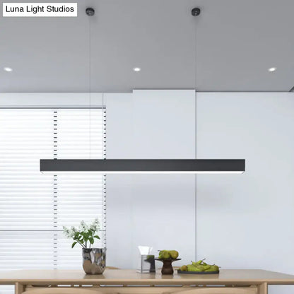 Modern matte black led rectangular pendant hanging light with sleek minimalist design for dining room lighting