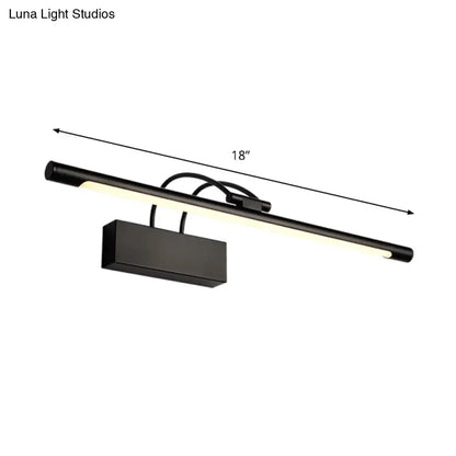 Black matte finished led vanity lamp with sleek rectangular design 18-inch length warm white bulb included