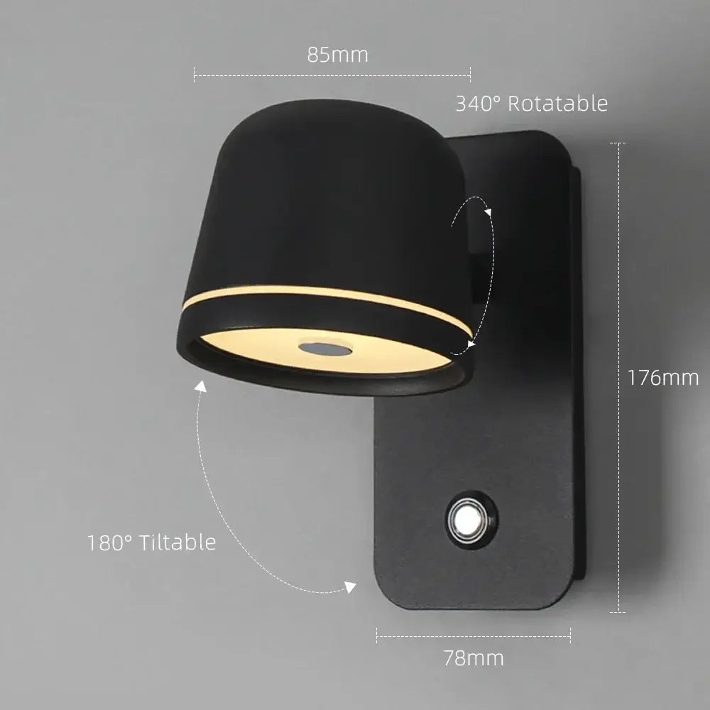 Modern matte black led wall lamp with adjustable spotlight, black matte finish, and subtle gold accent ring for decorbites led wall use