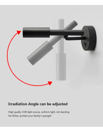 Modern matte black led wall lamp reading light with adjustable articulated arms for customizable bedroom lighting angles