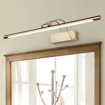 Modern matte black nickel wall light with brushed rectangular design and integrated led strip for bathroom vanity