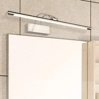 Modern chrome-finished led bathroom mirror light with integrated diffuser and sleek rectangular design black nickel wall light