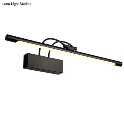 Modern matte black led wall light with black nickel finish and sleek rectangular base for bathroom vanity use