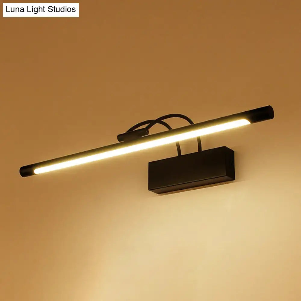 Modern matte black led wall light with black nickel finish and warm white illumination for bathroom vanity use