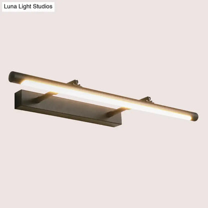 Modern matte black wall light with cylindrical design and warm white led illumination for 110v-120v restroom vanity