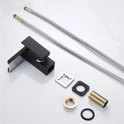Black matte-finish faucet mounting bracket for modern matte black led waterfall basin faucet bathroom mixer tap decorbites led waterfall