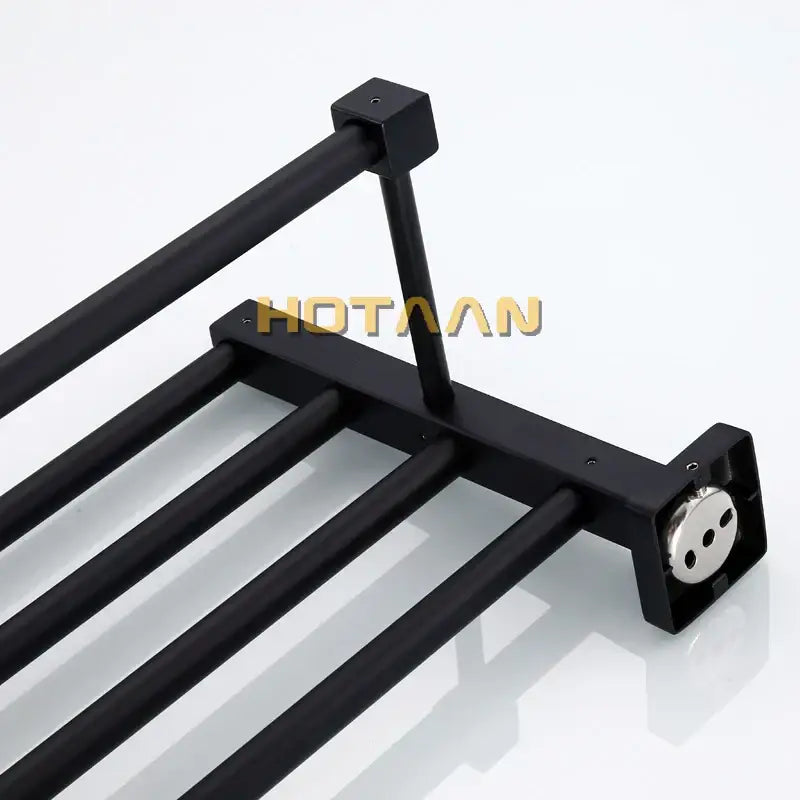 Modern matte black metal multi bar towel rack with square-ended bars for sleek bathroom decorbites black towel accessory
