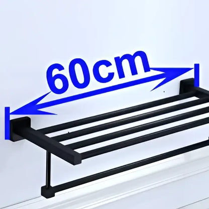 Modern matte black metal multi bar towel rack with four horizontal bars 60cm wide ideal as a black towel rack decorbites