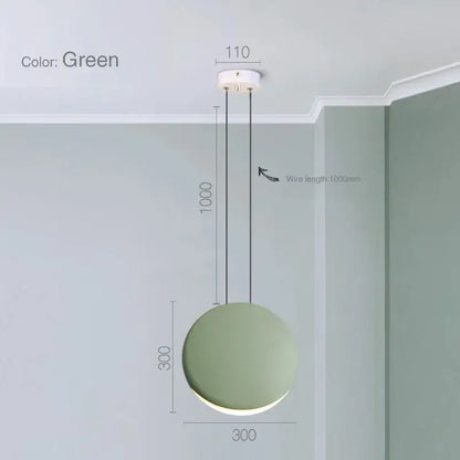 A sleek matte green spherical pendant light with 1000mm wire length in decorbites crescent moon chandelier design
