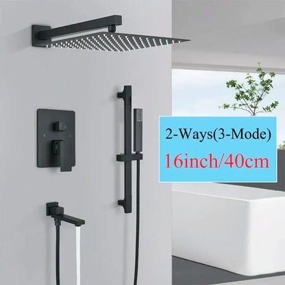 Modern matte black rainfall shower featuring a black matte-finish square rain shower head for sleek bathroom decorbites black rainfall set