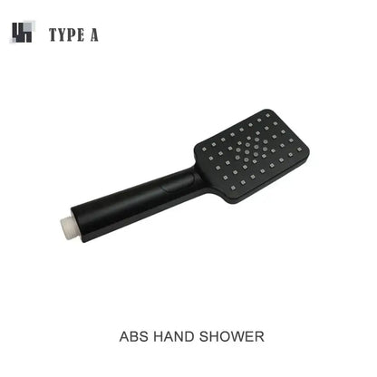 Modern matte black abs hand shower with rectangular head and nozzles in black shower slider rail set decorbites black shower