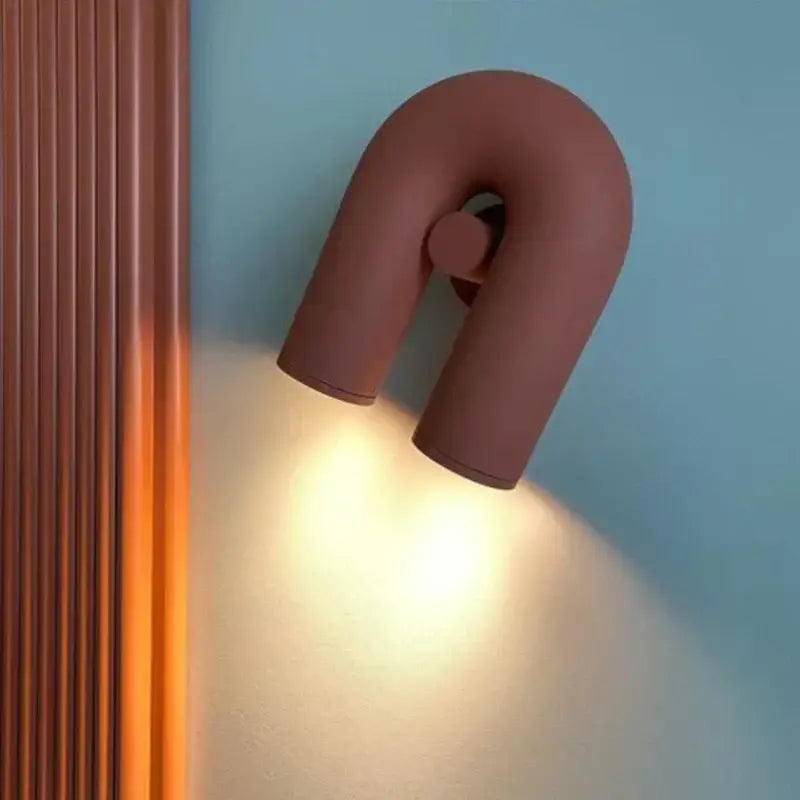 Modern matte black and silver tube wall lamp with terracotta u-shaped sconce and minimalist design for bedroom decorbites cirkus tube