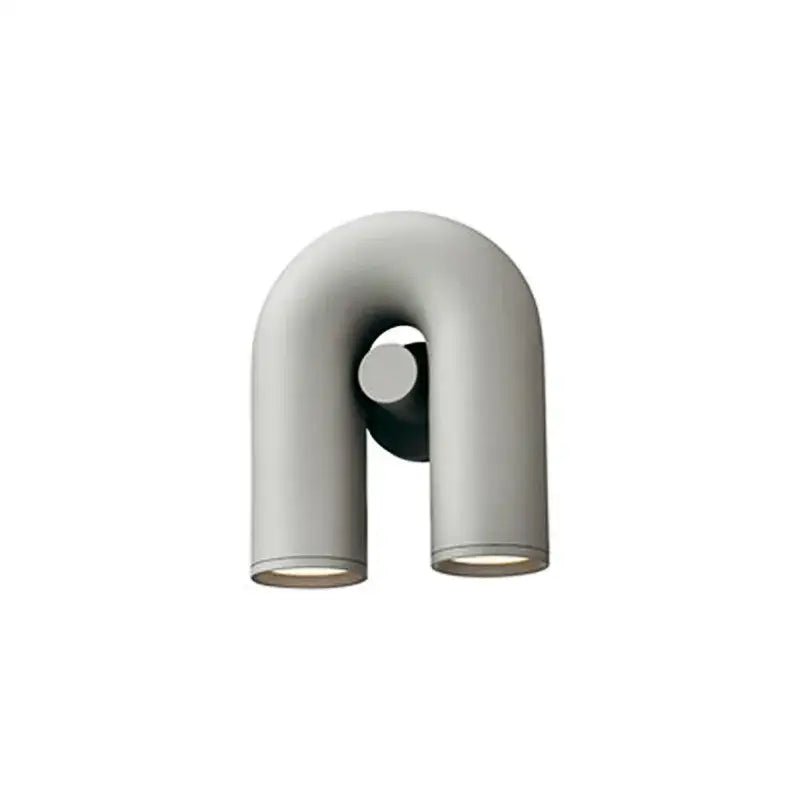 Modern matte black and silver tube wall lamp with u-shaped matte gray arms and minimalist design for bedroom decorbites cirkus tube
