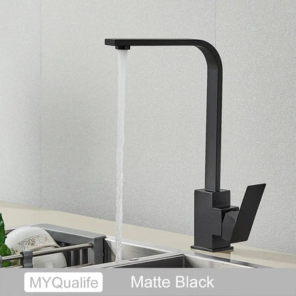Modern matte black square kitchen faucet with sleek angular design decorbites black square kitchen mixer tap