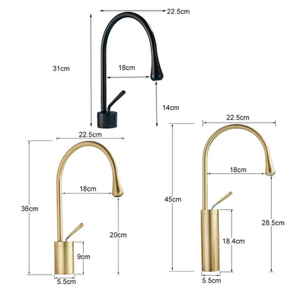 Modern matte black basin faucet with sleek curved spout and minimalist design for decorbites gold tall basin use