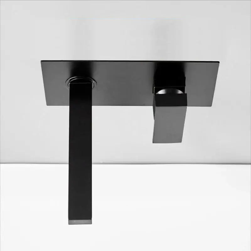 Modern matte black wall mounted bathroom faucet with black surface finish and high-quality ceramic valve core design