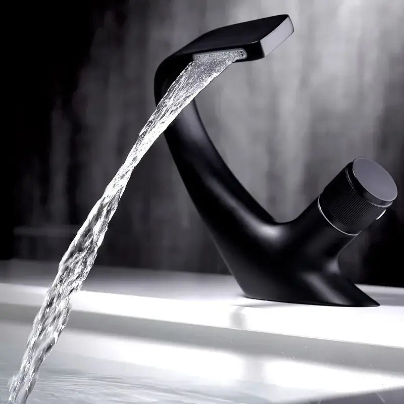 Modern matte black waterfall basin faucet with sleek minimalist design for bathroom sink decorbites gray basin faucet