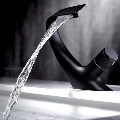 Modern matte black waterfall basin faucet with sleek minimalist design for bathroom sink decorbites gray basin faucet