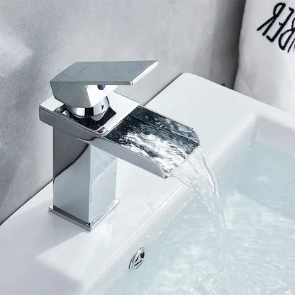 Modern chrome faucet mixer tap with waterfall spout design for basin faucet in bathroom vessel sink use