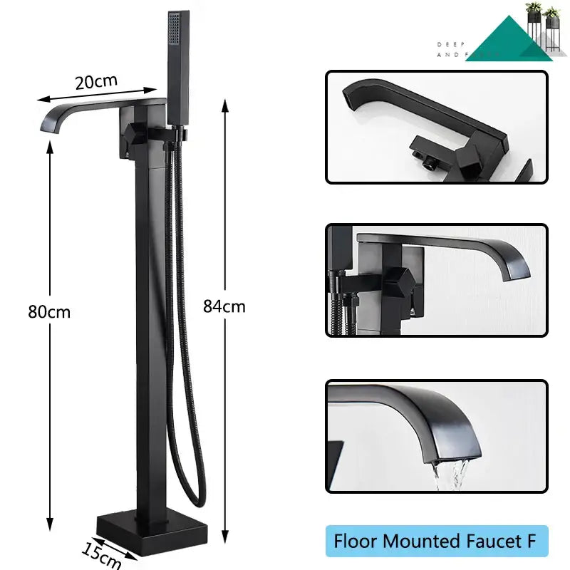 Modern matte black waterfall bathtub faucet with matte black finish and attached handheld showerhead for bathroom decorbites