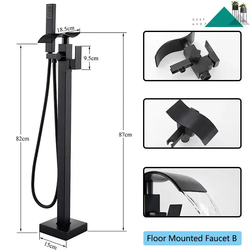 Modern matte black waterfall bathtub faucet with handheld showerhead and sleek matte black finish for decorbites bathroom