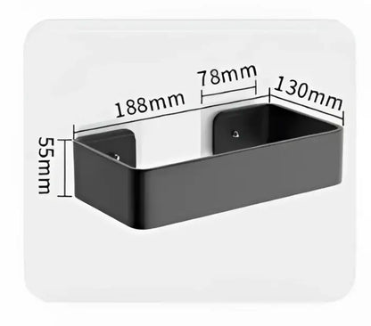 Modern matte black and white aluminum bathroom corner shelf with sleek metallic finish and two mounting brackets by decorbites black aluminum