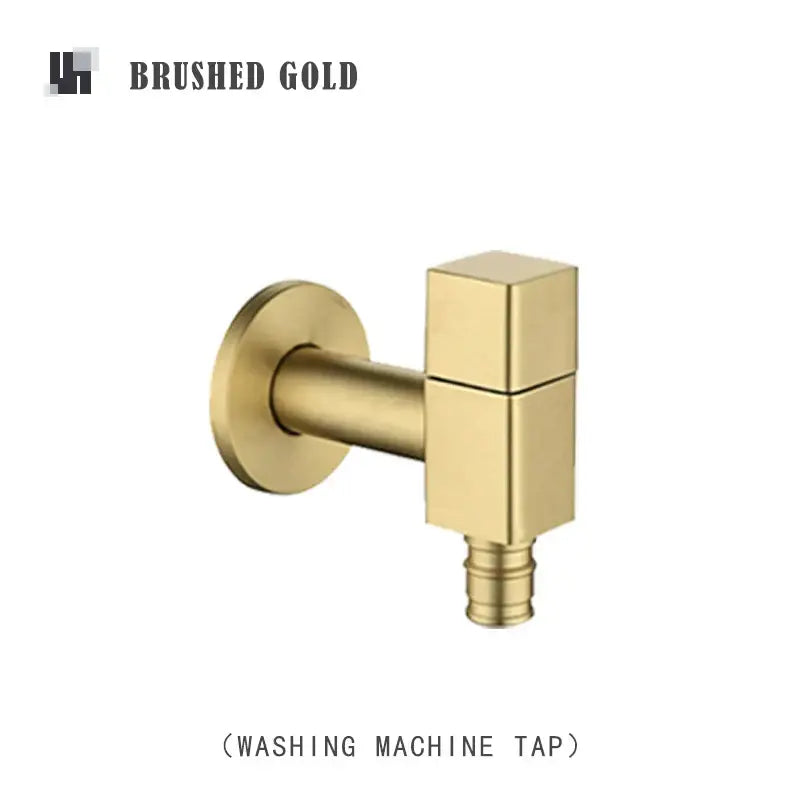 Modern matte brass black garden faucet with brushed gold tap and cylindrical brass black wall mount for garden use