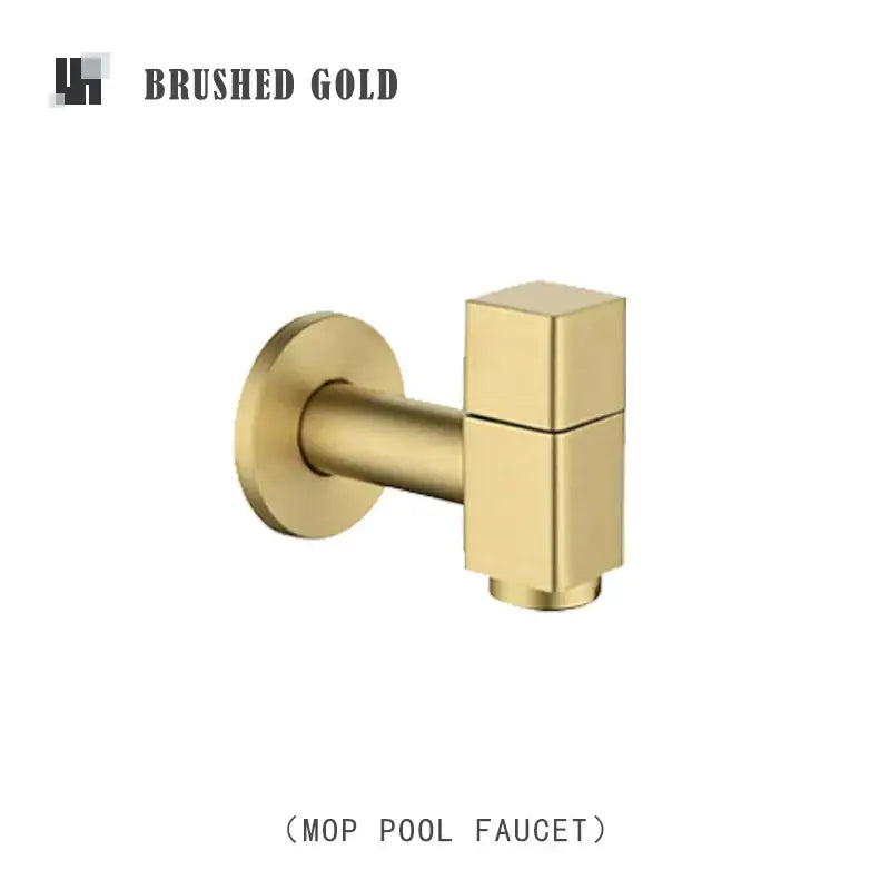 Modern matte brass black garden faucet with brushed gold mop spout and geometric design for brass black wall decorbites