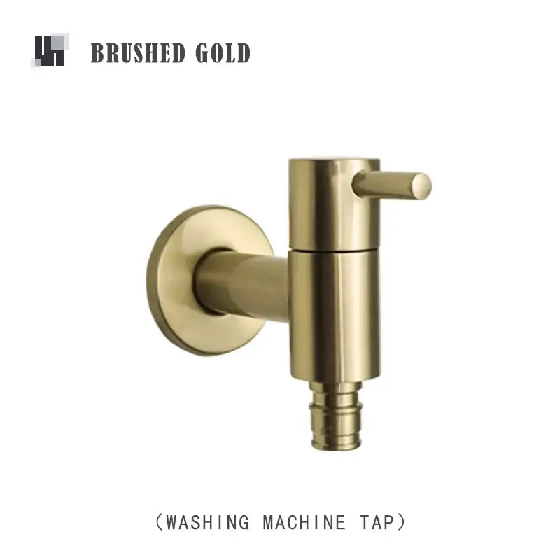 Modern matte brass black garden faucet with brushed gold washing machine tap and brass black wall mounted base