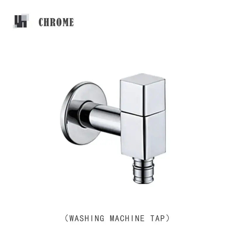 Modern matte brass black garden faucet with chrome-finished angular washing machine tap for brass black wall use