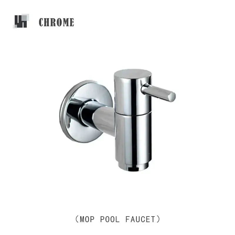 Chrome-finished wall-mounted mop pool faucet with sleek cylindrical design and single lever handle for garden use decorbites brass black wall