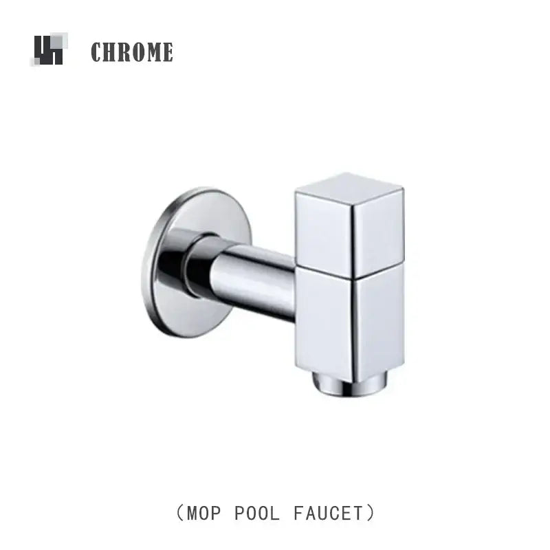 Modern chrome-finished square-design mop pool faucet with sleek metallic finish for brass black wall garden faucet decorbites