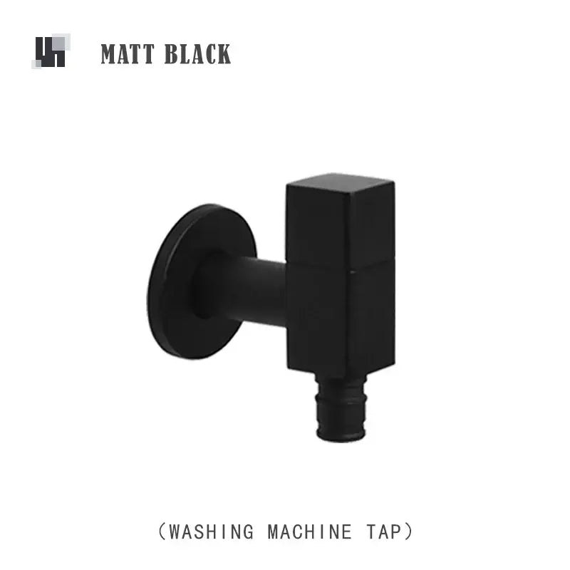Modern matte brass black garden faucet with a square matte black washing machine tap for brass black wall mount decorbites