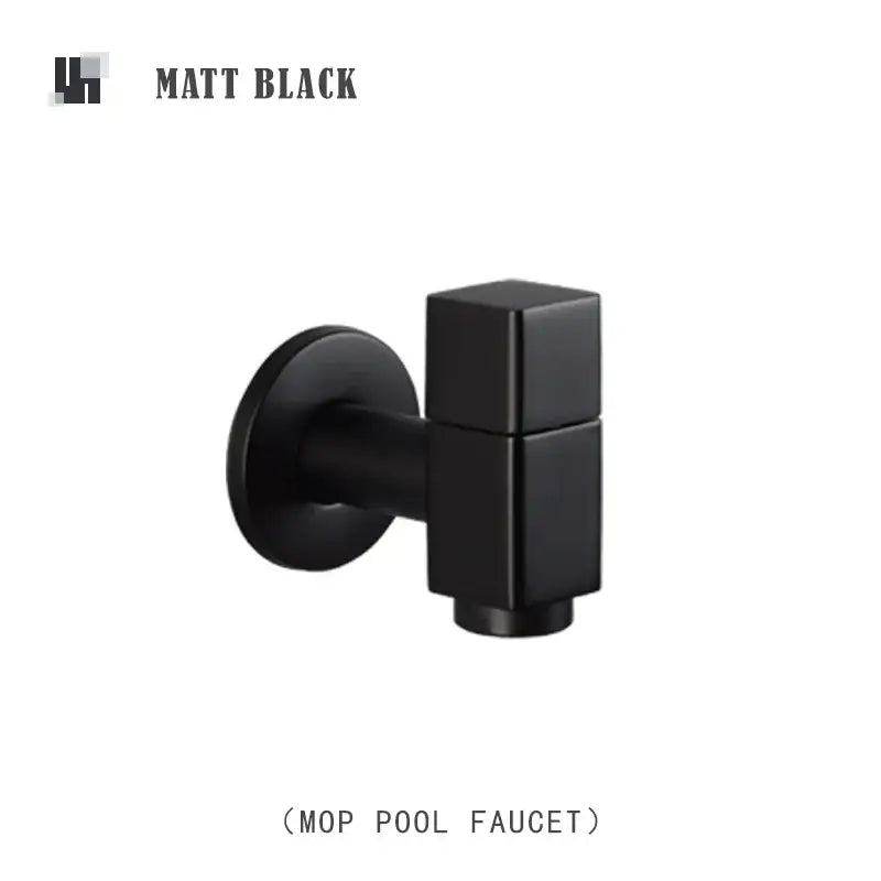 Modern matte brass black garden faucet with matte black square-designed mop pool faucet brass black wall mount spout