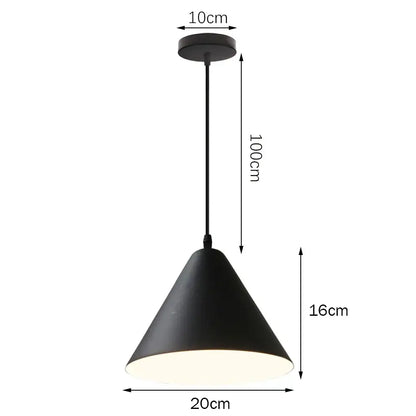 Black matte-finished conical pendant light with 10cm mount for kitchen decorbites colorful nordic pendant lighting
